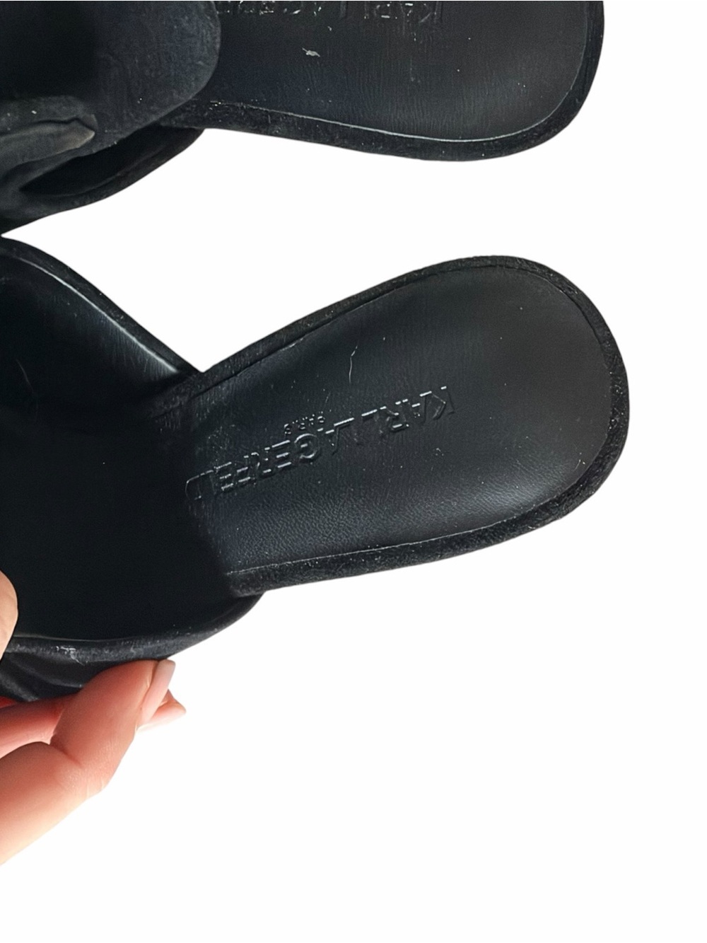 Karl Lagerfeld Black Suede Tassel Mules - Picture 4 of 5